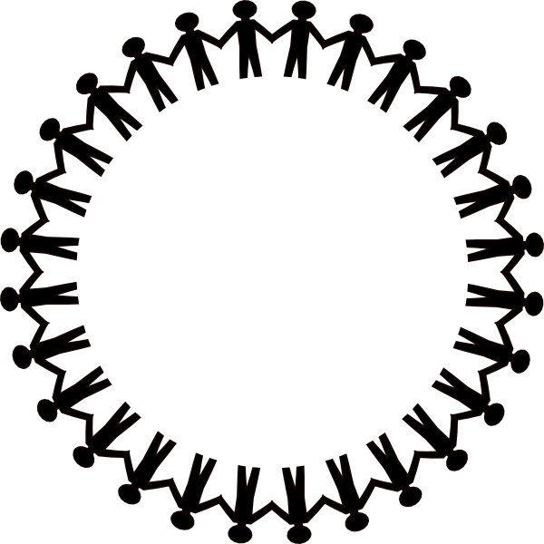 Border Clipart Circle - Silhouette People Holding Hands (600x600), Png Download