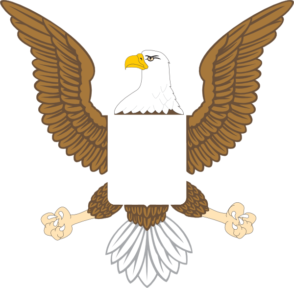 Graphic Black And White Library Image Of American Clip - Bald Eagle With Flag Seal (600x588), Png Download
