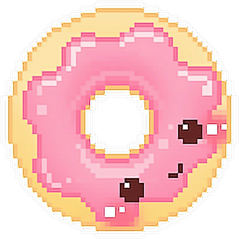 Donut Donuts Cute Sweet Kawaii Pink Wallpeperfreetoedit - Kawaii Pixel Png (1024x1024), Png Download