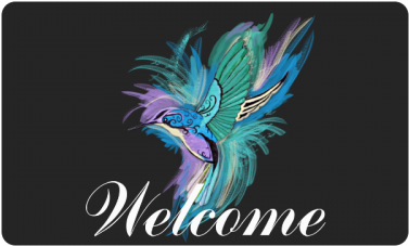 Handpainted Hummingbird Watercolor On Black Doormat - Fairy (500x500), Png Download