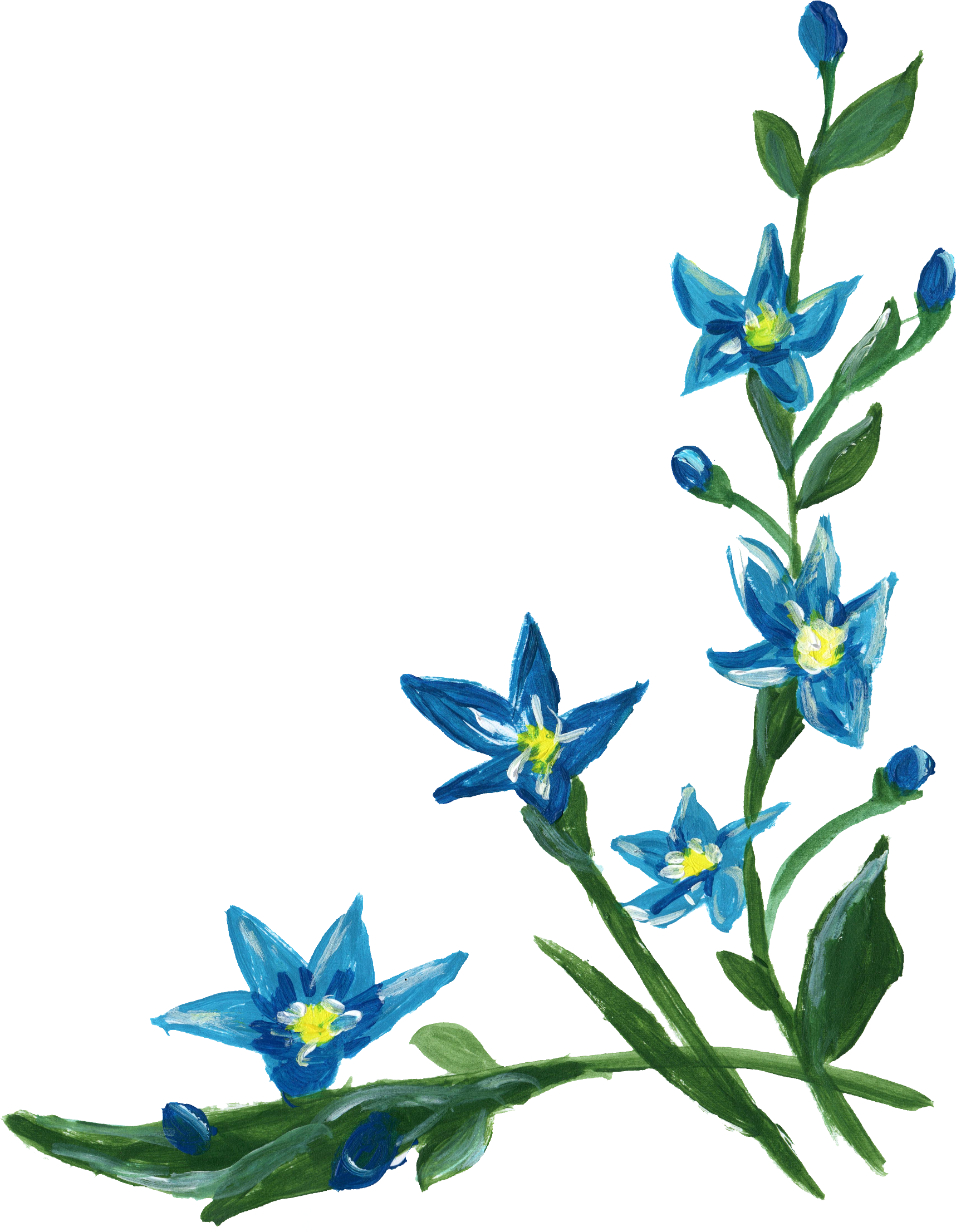 Blue Flowers Png - Floral Corner Frame Png (1717x2214), Png Download