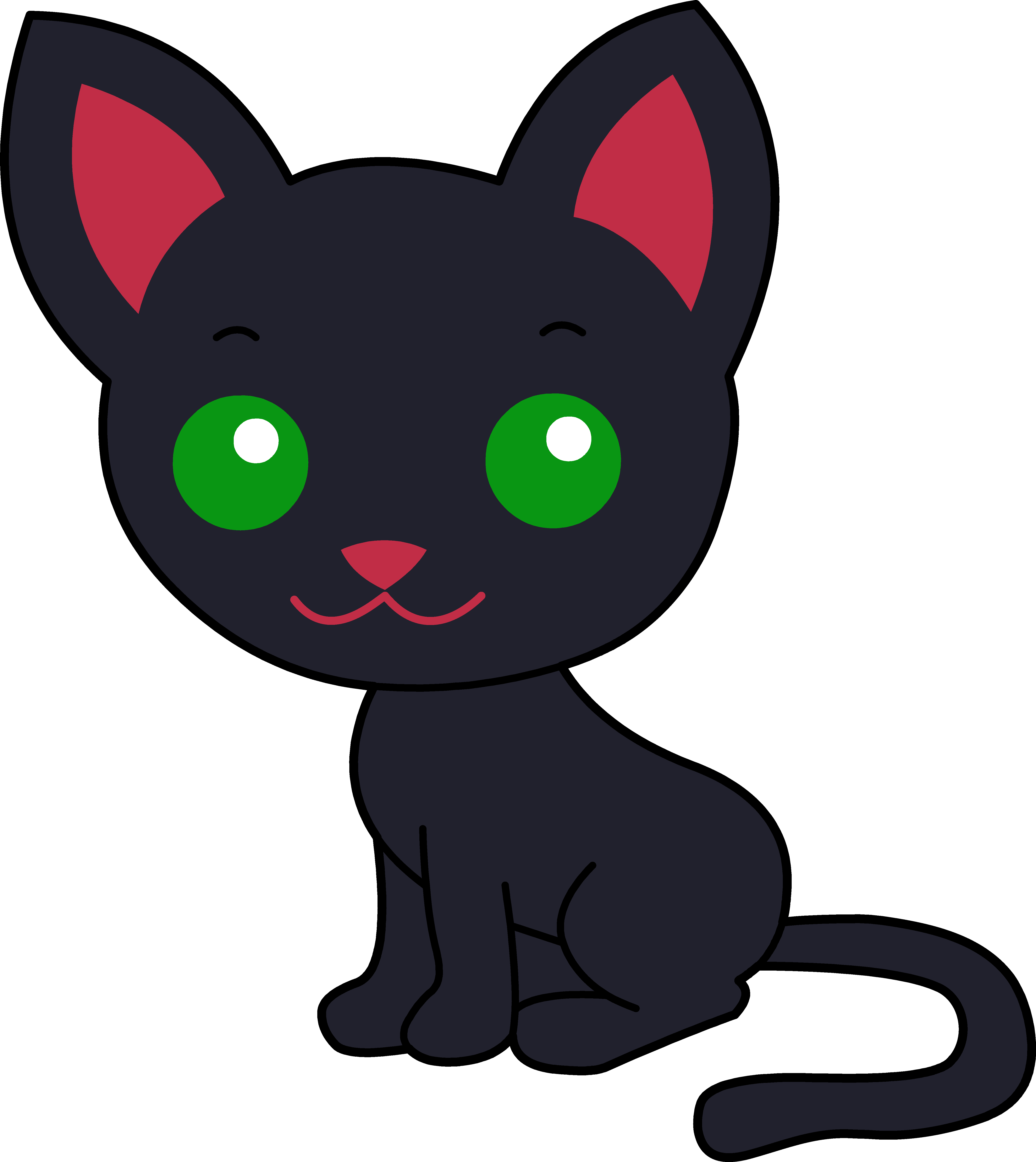 Cute Black Kitty Cat - Cute Black Kitten Cartoon (5368x6022), Png Download