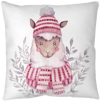Watercolor Vector Alpaca Illustration - Christmas Watercolor Image Illustration (400x400), Png Download