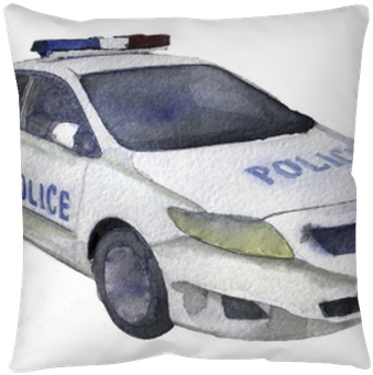 Watercolor Sketch Of Police Car On White Background - Police Car (400x400), Png Download