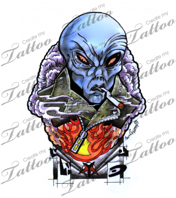 Marketplace Tattoo Alien Jack From Beyond - Tattoo (400x400), Png Download