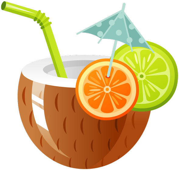 Tropical Clipart Coconut Cocktail - Coconut Drink Clipart Transparent (960x600), Png Download