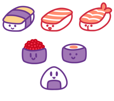 Sushi Stickers (500x370), Png Download
