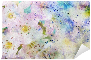 Grunge Messy Watercolor Splatter And White Flowers - Watercolor Painting (400x400), Png Download