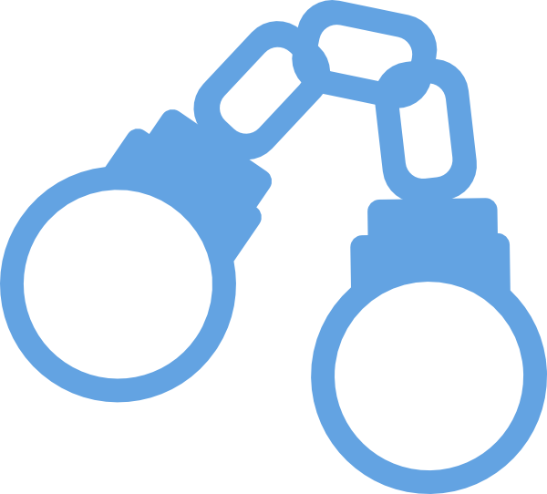 Handcuffs Light Blue Cartoon Closed Svg Clip Arts 600 (600x542), Png Download