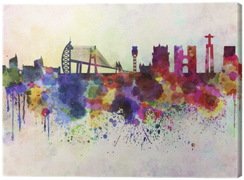 Lisbon Skyline In Watercolor Background Canvas Print - Skyline Lisbon (400x400), Png Download