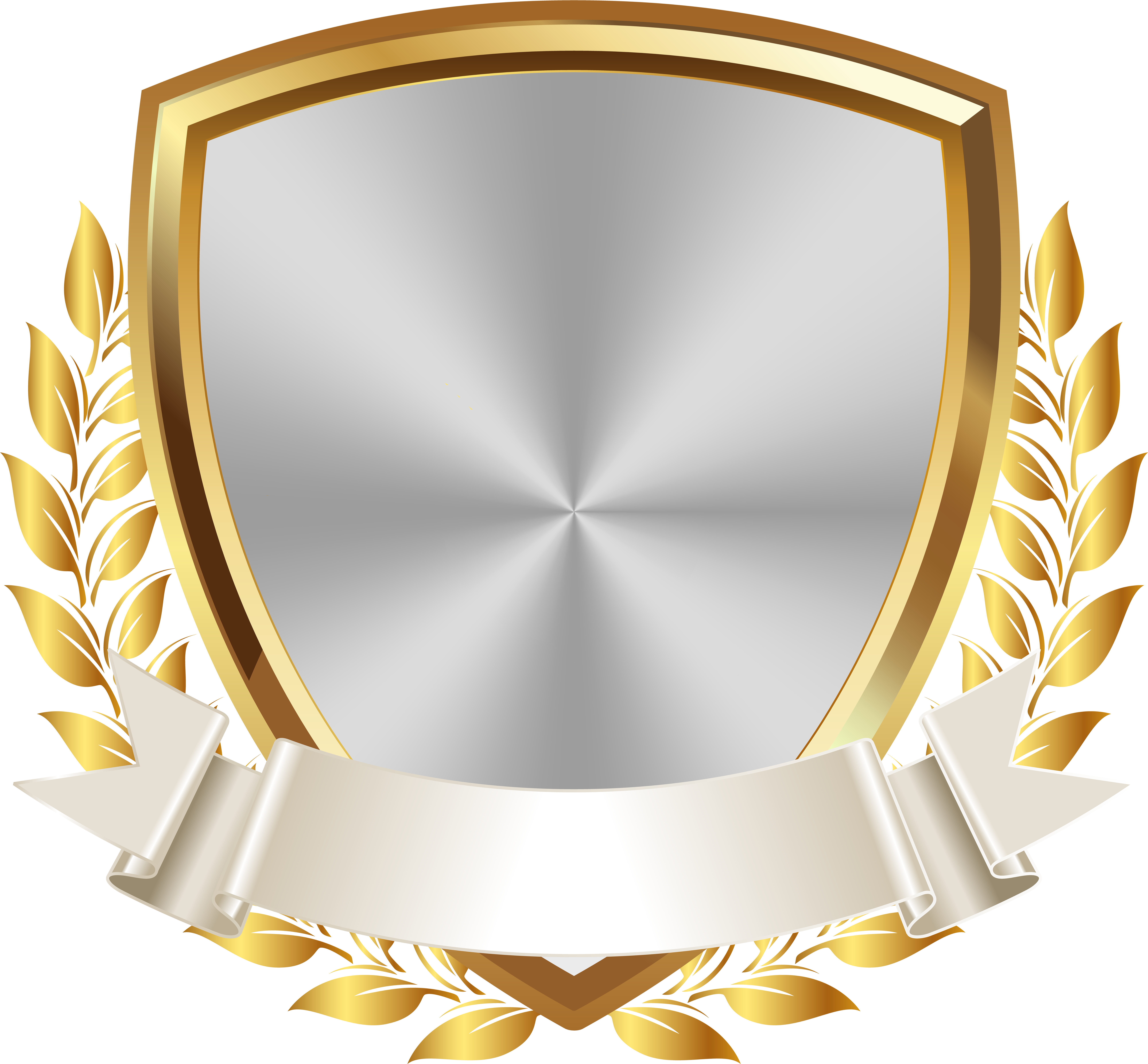 Gold White Badge With Banner Png Clip Art Image (8000x7557), Png Download