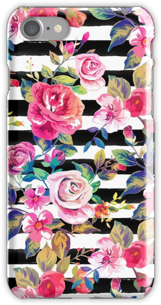 Cute Spring Floral And Stripes Watercolor Pattern Iphone - Cute Otterbox Iphone 8 (750x1000), Png Download