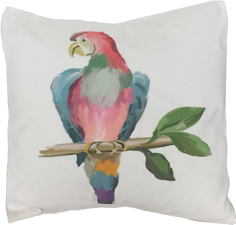 Parrot Pillow - Parrot 18x18 Pillow - White - Dana Gibson (538x478), Png Download
