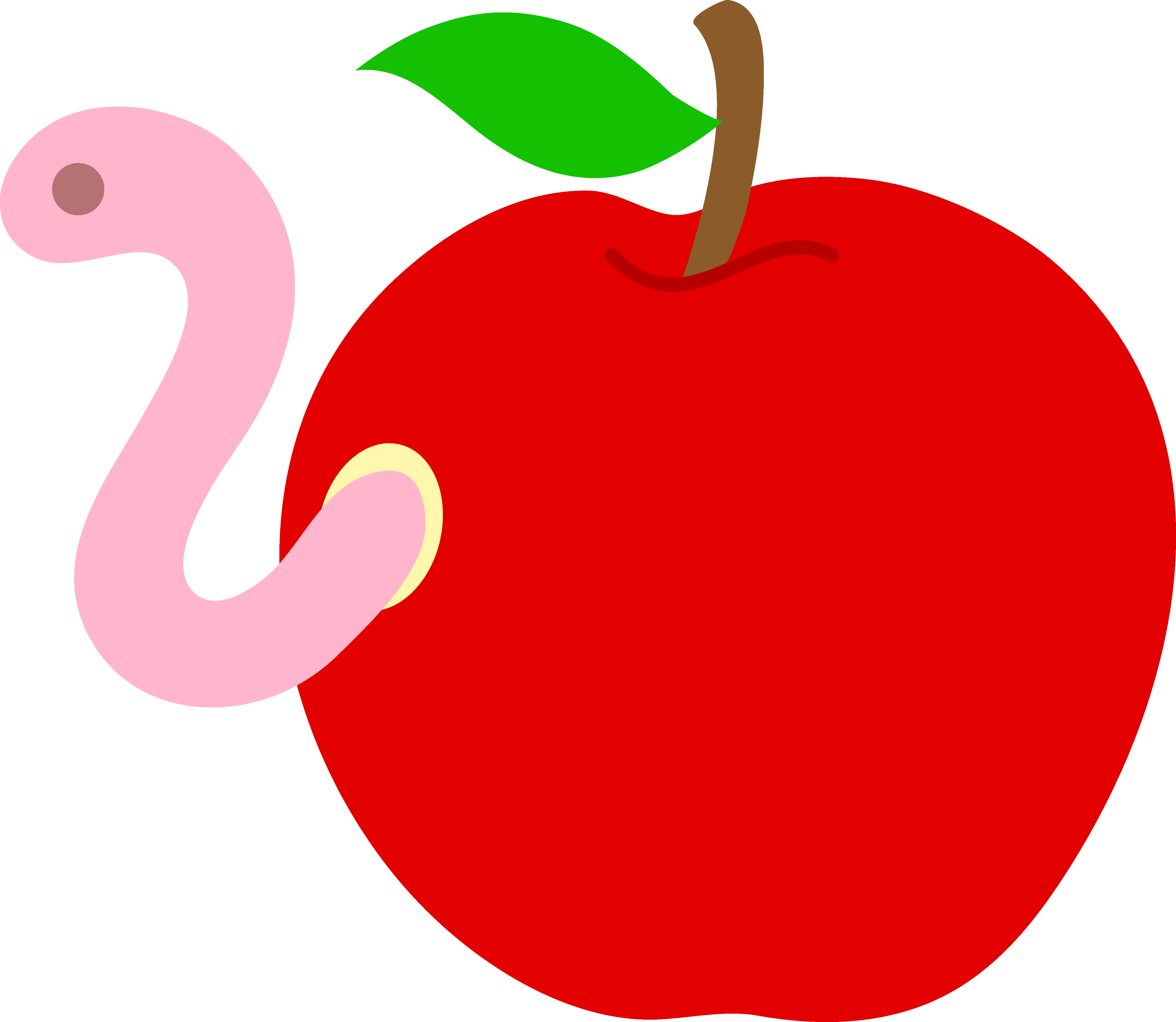 Worm Inside Apple - Apple Free Clipart (4525x3931), Png Download