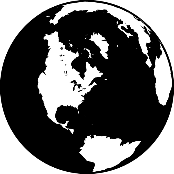 Black And White Globe Clip Art - Black And White Globe Icon (600x600), Png Download