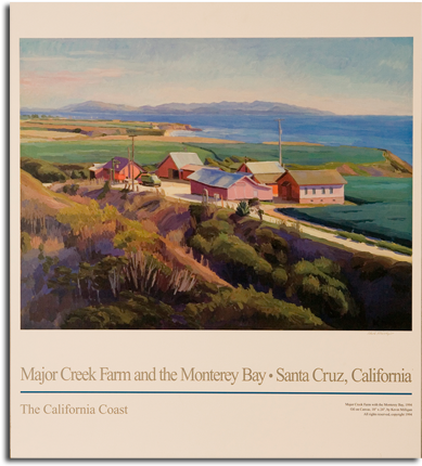 Major Creek Farm And The Monterey Bay - Painting (415x478), Png Download