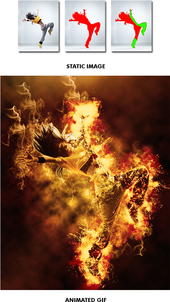 Gif Animated Fire Photoshop Action - Portable Network Graphics (590x1080), Png Download