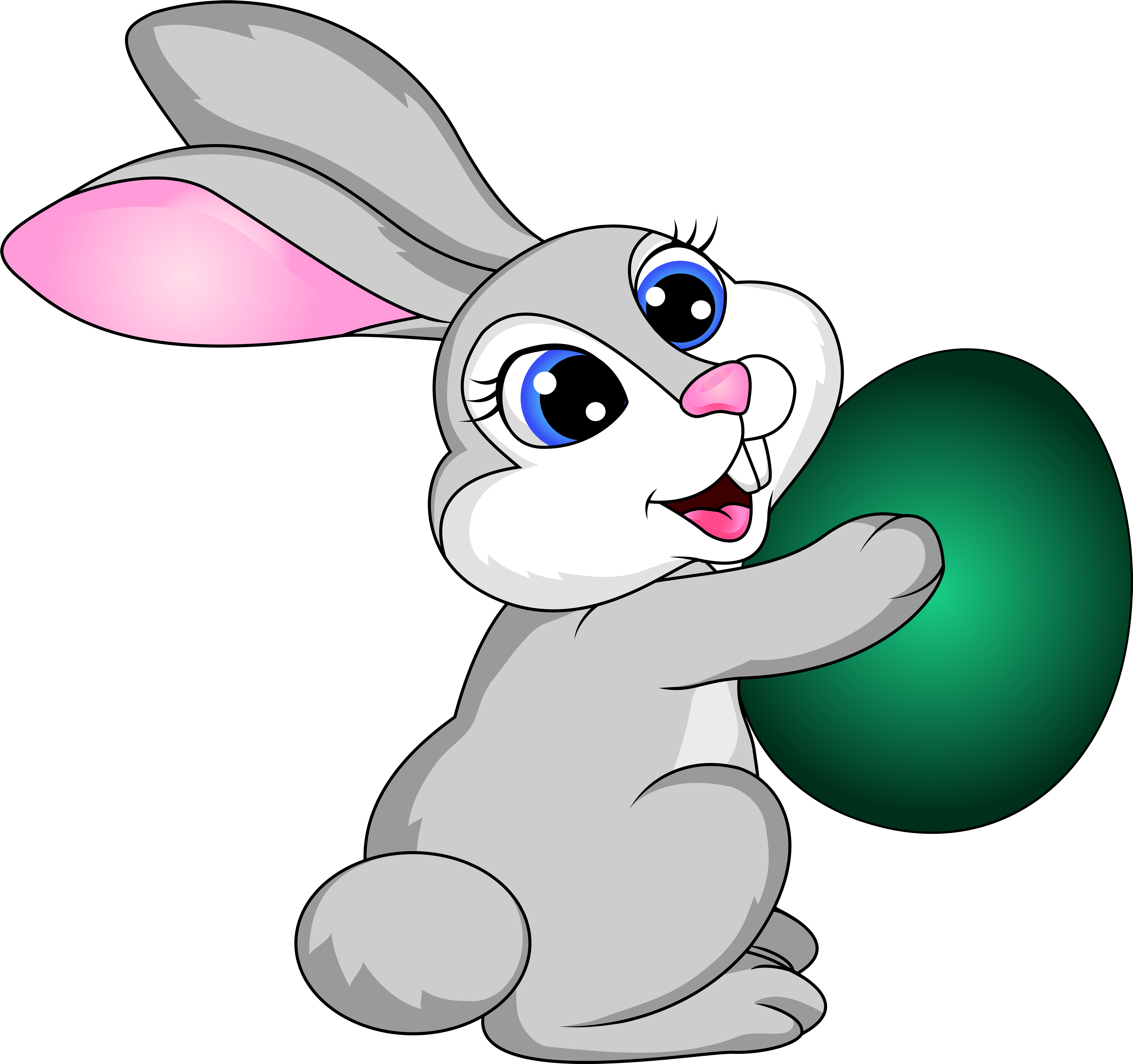 Easter Bunny With Egg Transparent Png Clip Art Imageu200b - Easter Bunny No Background (6000x5637), Png Download