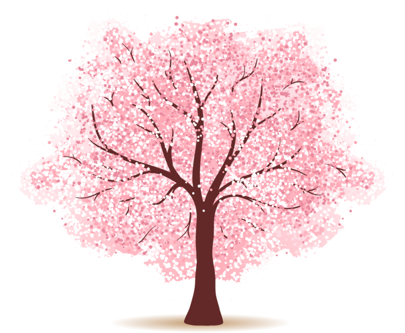 I - Happy New Year Cherry Blossom (800x657), Png Download