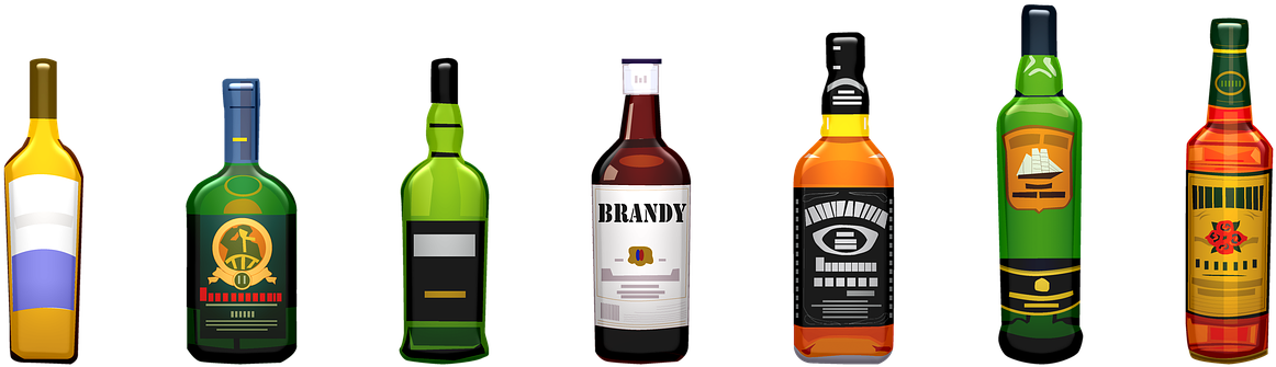 Alcohol, Bottles, Whiskey, Wine, Scotch - Alcoholic Drink (1229x340), Png Download