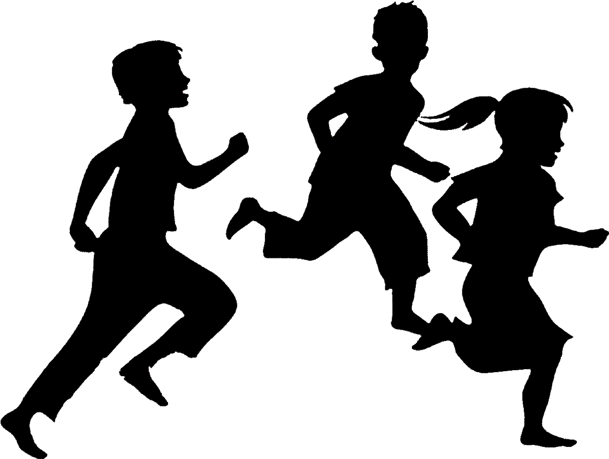 Kids Running Png - Kids Playing Silhouette (1247x940), Png Download