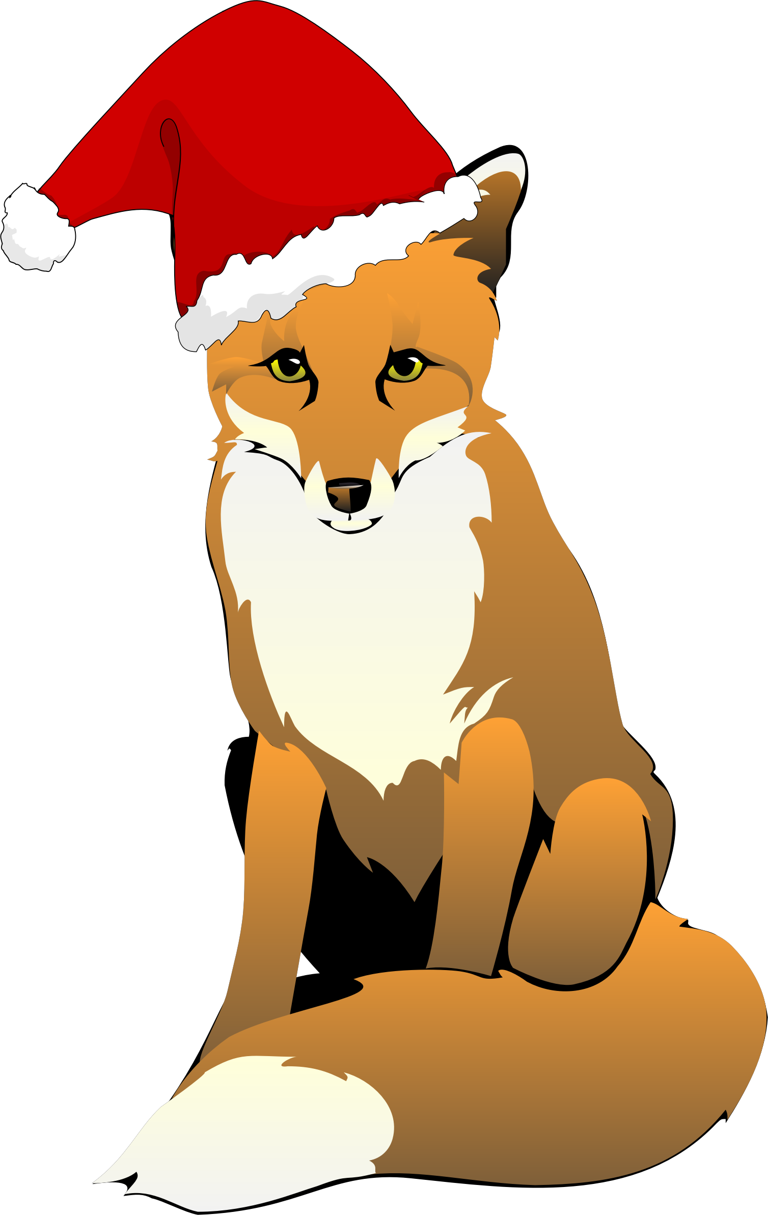 Fox Wearing Santa Hat Freeuse Stock - Fox With Christmas Hat (1508x2386), Png Download