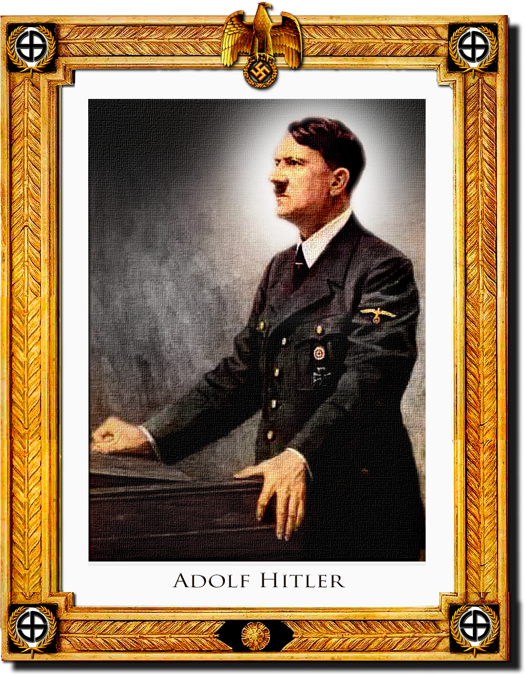 The Enigma Of Hitler - Framed Painting Of Adolph Hitler (1402x1423), Png Download
