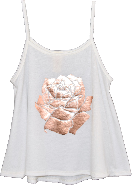 Rose Gold Rose Foil Print Tank - Gold (582x732), Png Download