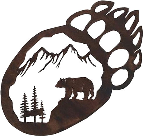Nature Scenery Stencil Art, Bear Stencil, Wolf Stencil, - Bear Paw Metal Art (500x500), Png Download
