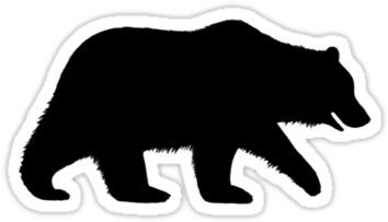 Grizzly Bear Silhouette Waterproof Vinyl Sticker - Bear Silhouette Rug (375x360), Png Download