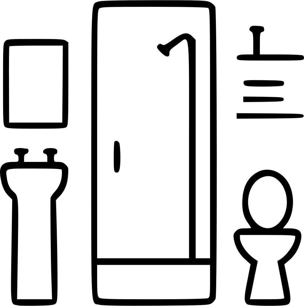 Bathroom Decor Bath Toilet Lavatory Shower Furniture - Bathroom Line Icon (980x986), Png Download