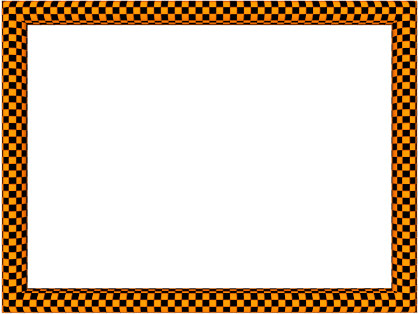 Orange Black Funky Checker Rectangular Powerpoint Border - Black And Orange Border (600x450), Png Download