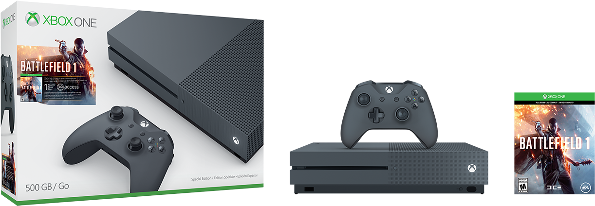 The Limited Edition Storm Grey Xbox One S Is Available - Xbox One S Bf1 Bundle (1050x389), Png Download
