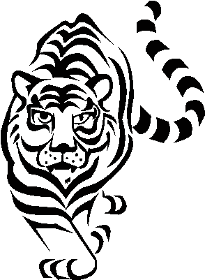 Tiger Silhouette Png - Thai Silk Picture Painting Handmade Tiger (400x400), Png Download