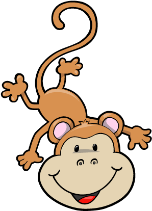 Clip Art Royalty Free Library Cartoon Hanging Upside - Monkey Upside Down Clipart (344x458), Png Download