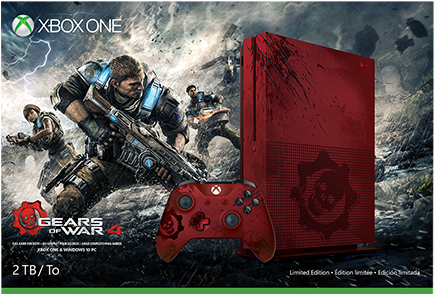 Xbox One S Gears Of War 4 Limited Edition Bundle 2tb - Microsoft Xbox One S Gears Of War 4 Limited Edition (590x332), Png Download