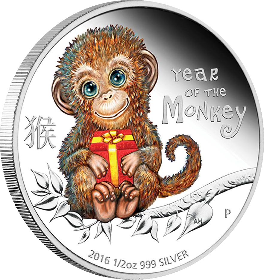 [coin News] 2016 Tuvalu Baby Monkey Proof Silver 1/2oz - 2016 Baby Monkey Coin (882x937), Png Download