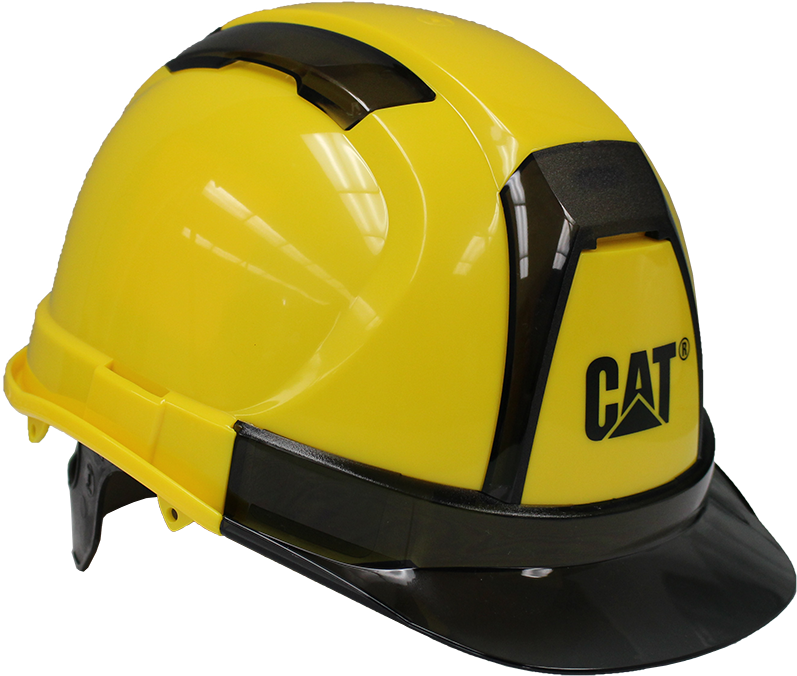 Vented Yellow Hard Hat Ansi Approved Ce Certified - Cat Hard Hat (864x779), Png Download