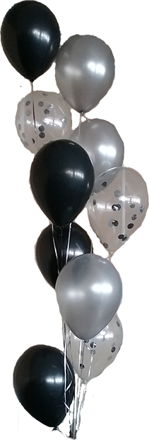 Silver, Polkadot, Black Balloons - Silver (211x620), Png Download