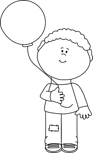 Vector Library Clipartist Net Clip Art Black Line Svg - Boy With Balloon Clipart Black And White (304x500), Png Download