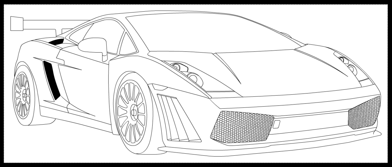 Lamborghini Gallardo Sketch - Lamborghini Aventador Line Art (1280x547), Png Download