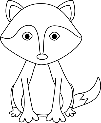 Fox Black And White Cute Fox Black And White Clipart - Black And White Clip Art Fox (409x500), Png Download