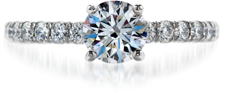 Hearts On Fire - 0.60 Carat Round Diamond Pave Engagement Setting (round (480x430), Png Download