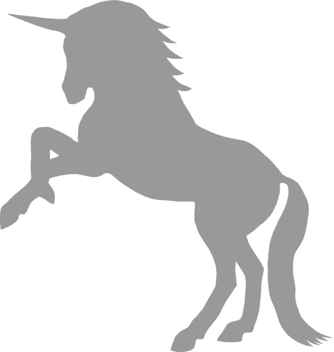 Unicorn, Gray, Myth, Mythological, Creature, Silhouette - Unicorn Silhouette (683x720), Png Download