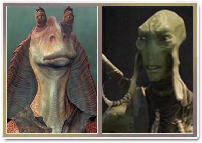 Cool Action Sequences, And A Female Jar Jar Binks-like - Jar Jar Binks Sad (423x311), Png Download