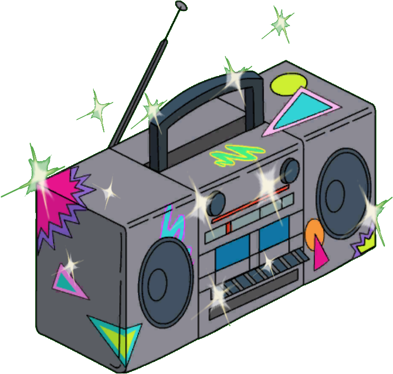 Endless Summer Boom Box Sparkles - Boombox Animation (829x789), Png Download