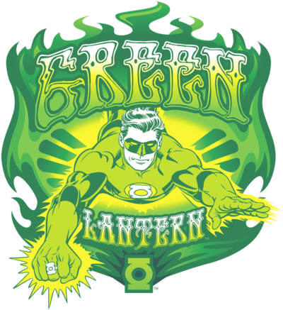 Dc Comics Green Flames Men's Regular Fit T-shirt - Dc Comics - Green Lantern - Flames T-shirt Size Xxl (400x437), Png Download