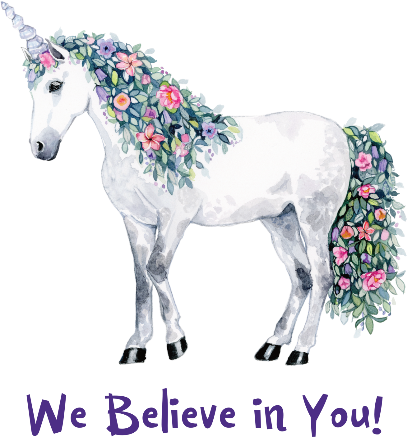 Ladies' Scoopneck T-shirt "we Believe In You " Unicorn - T-shirt (1500x1800), Png Download