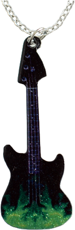 Green Flames Guitar - Pendant (450x450), Png Download