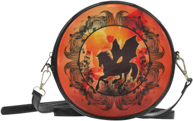 Wonderful Black Unicorn Silhouette Round Sling Bag - Wonderful Black Unicorn Throw Blanket (500x500), Png Download